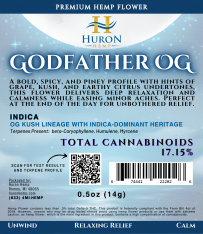Huron Hemp - CBD Flower - Indica - Godfather OG - 14 grams